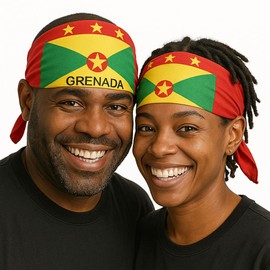 SUNRIBE Grenada Bandana – The Greenz Flag Head Wrap 100% Cotton 21x21 Inch | Spicemas Carnival, Jouvert, Independence, Flag Day, Festivals, Parties & Caribbean Island Pride