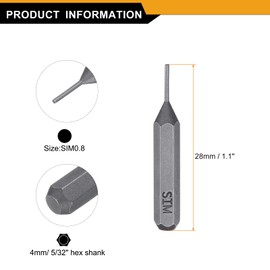 HARFINGTON 5pcs SIM0.8 Card Removal Screwdriver Bit 5/32" Hex Shank 28mm Length Magnetic Cylindrical Head S2 Steel SIM Card Tray Removal Driver Bits for Repair of Mobile Phones Tablets