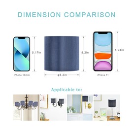 LAMPWELL KETTE Clip-on Chandelier Fabric Lamp Shades,Set of 6,Small Drum,5.4"×5.4"×H5.2",TC fabric,Handmade,Modern Trendy Decorative,ONLY FOR CANDLE BULB,Navy