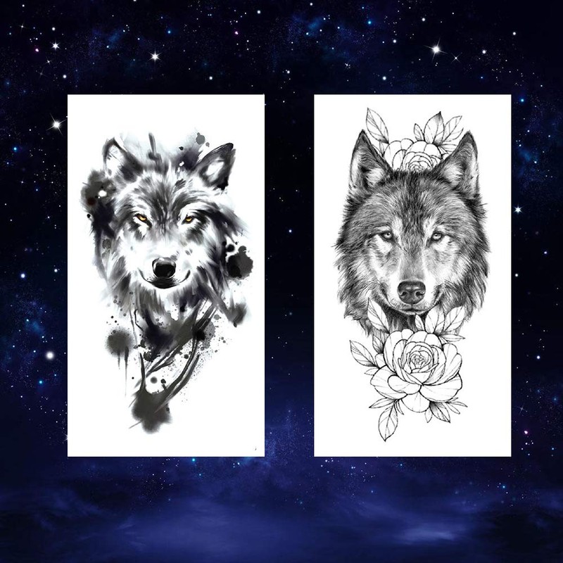Oottati 8 Sheets Wolf Taichi Totem Skull Moon Forest Flower