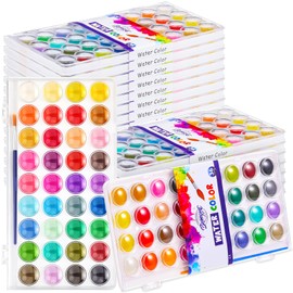 Nuanchu 20 Pack End of The Year Gifts Bulk Watercolor Paint 36 Colors Washable Watercolor Paint Kits Palette and Brushes Portable Water Color Supplies for Adults, Beginners Artists Graduation Gift