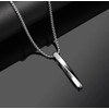 CrownOfRibbons Silver Bar Necklace for Men, Rectangle Pendant in a
