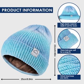 TAGVO Winter Hat and Loop Scarf Women's Winter Warm Hat Beanie Scarf Set with Thick Fleece Lining for Ski, d-blue-04