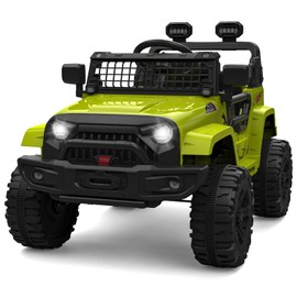Ride on Truck Car 12V Kids Electric Vehicles with Remote Control Spring Suspension, LED Lights, Bluetooth, 2 Speeds