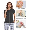 Deyeek Mastectomy Shirts with Drain Pockets Zip up Chemo Port