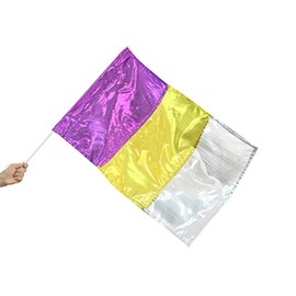Danzcue Metallic Praise Flag with Rod, Deep Purple-Gold-Silver, Small