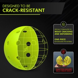 Dinkly Pickleball Balls, Outdoor Pickleballs USAPA Approved, Enhanced Durability Pickle Ball with Roto-Molded & Seamless Design, 40 Holes Green Pickleballs for Beginners Professionals, 12 Pack