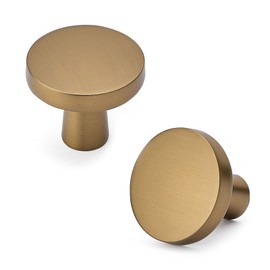 HARPOON Cabinet Knobs,Vintage Round Knob,Modern Pull Drawer Handle Wardrobe,Kitchen Bar Cabinet Hardware 6 Pack,1.26 inch(32mm) Knob Champagne Gold
