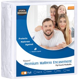 Utopia Bedding Premium Zippered Mattress Encasement (Fits 10 Inches Mattress, Full) - Waterproof and Bed Bug Proof Mattress Protector - Six-Sided Mattress Cover