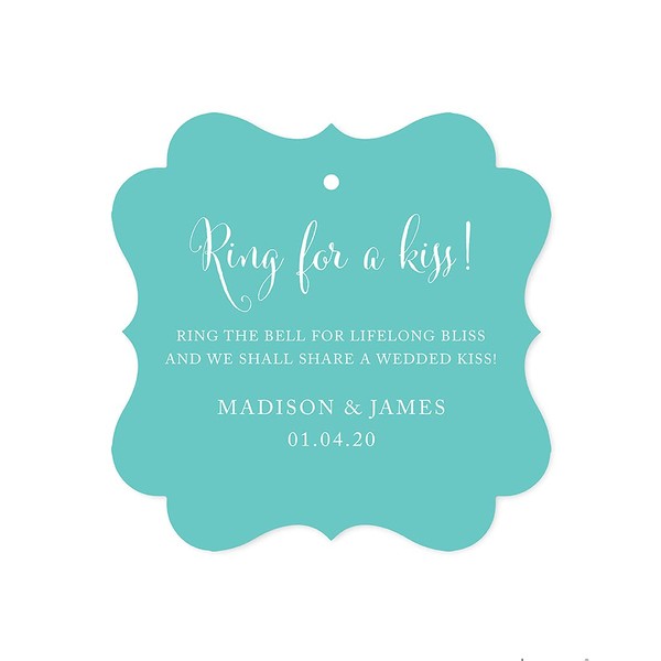 Andaz Press Personalized Wedding Bells Favor Gift Tags, Fancy Square, 24-Pack - Custom Made Any Name