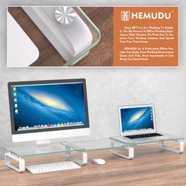 Hemudu Dual Monitor Stand, Computer Monitor Stand, Desktop Organizer, Monitor Stand Riser for PC, Computer, Laptop Clear HD02T-301