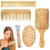 PMELCXD Premium Hair Brushes and Comb Set - Natural Bamboo