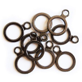 Hand P24 Vintage Copper Circle Shape Zip Pulls, Keywords, Fixings with eyelet, Pack of 9