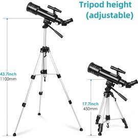 Telescope with 6mm and 25mm Kellner Eyepieces, F40070M Astronomical Reflector Telescope with Height-Adjustable Aluminum Tripod and Backpack, Can See Craters on The Surface of The Moon