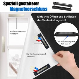 Magnets for Blackout Fabric Sets, Window Blackout 100% Opaque, 100 x 150 cm, Blackout Roller Blind, No Drilling, Comes with All Mounting Accessories