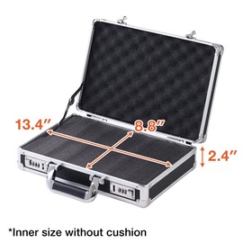 Japard Hard Case, 14" x 9" x 4" Portable Waterproof Hard Laptop Case with Customizable Foam, Weather Shockproof 2 Combination Locks, Ideal for Cameras, Laptops and Drones