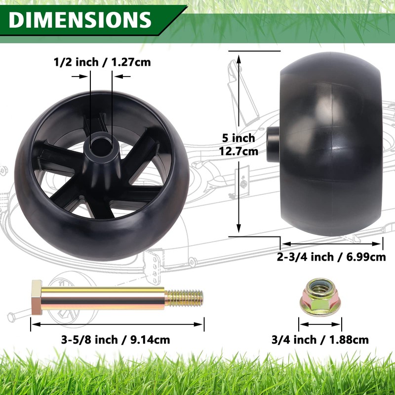 CheeMuii Mower Deck Gauge Wheels with Deck Brackets Kit 4