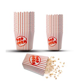 50 Pack Popcorn Boxes Movie Night Popcorn Bags for Party Red and White Popcorn Bags for Popcorn Vintage Snack Box Concession and Carnival Party Supplies, Individual Popcorn Bucket Containers (50)