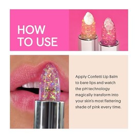 Winky Lux- Bálsamo labial Glitter Confetti, lápiz labial que cambia de color con el pH, bálsamo labial vegano y libre de crueldad animal, hidrata y da