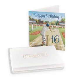 Hunts England - Boxed Cricket Fun 16th Birthday Card - Milo's - Age 16 Sport Birthday Card - Birthday Card For 16 Year Old Cricket Fan - Age Sixteen - Card In Keepsake Box
