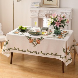 patdrea Designer Yellow Tablecloth for Rectangle Tables,Luxury Velvet Wrinkle Free Floral Pattern Tablecloths,Decorative Table Cover Cloth for Kitchen Dining Room,67 * 118