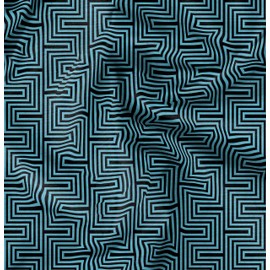 Soimoi Blue Velvet Fabric Square & Spiral Geometric Decor Fabric Printed BTY 58 Inch Wide