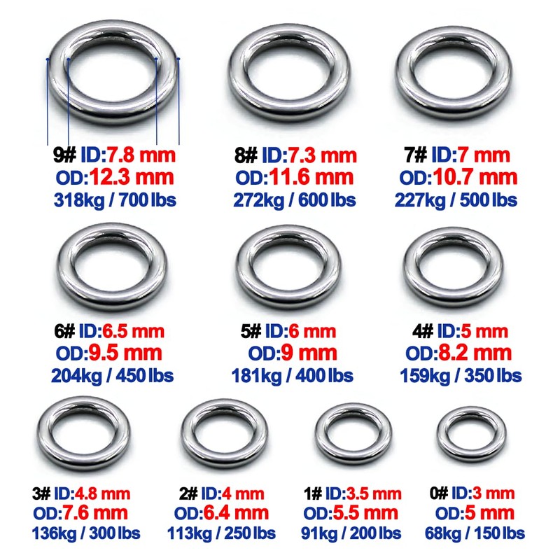9KM DWLIFE Solid Rings 100pcs High Strength Stainless Steel Rings