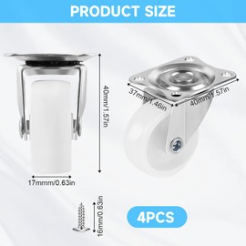 Flintronic 4 x 40 mm diameter swivel castors, 1.5 inch transport castors, 360° rotating castors with 16 screws, swivel castors rubber castors, furniture castors for furniture, appliances and equipment