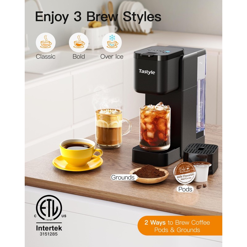 Tastyle Single Serve Hot & Iced Coffee Maker with Strong
