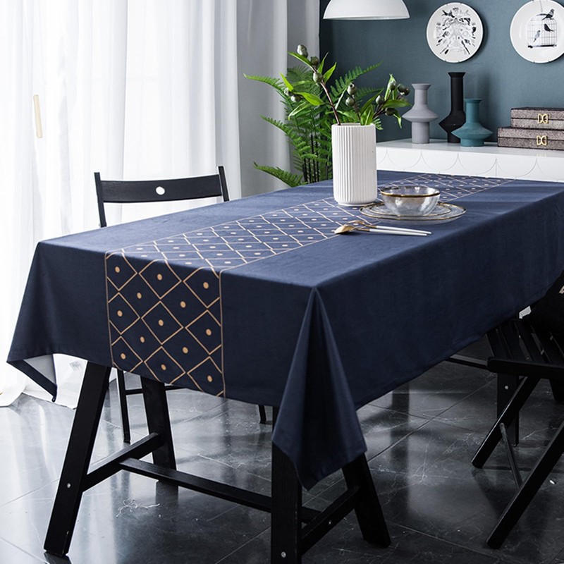 Bishilin Navy Blue Polyester Tablecloth, Rectangular Tablecloth Set Outdoor Dining