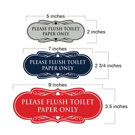 Designer Please Flush Toilet Paper Only Sign (Ivory/Dark Brown) - Small 1 Pack