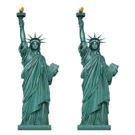 Beistle Set of 2 Jointed Cut Out Statue of Liberty Photo Props, New York City Wall Decorations, NYC Party Decor, Big Apple Party Accessories, 5'