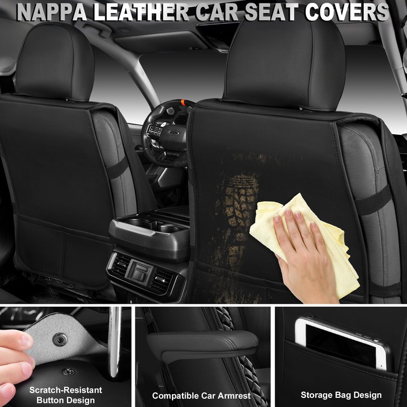CAR PASS Nappa Leather Car Seat Covers Front Seats Only,