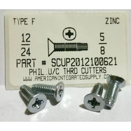 AMERICANINTEGRATEDSUPPLY.COM #12-24x5/8 Undercut Flat Ph Thread Cutting Screws Type F Steel Zinc Plated (50)