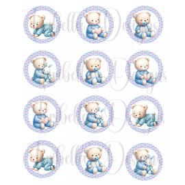 Unbranded Baby Shower Teddy Bear Edible Image Precut Cookie Cupcake Toppers Premium Wafer - six 3" cupcake