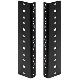 NavePoint 4U Vertical Rack Rail Pair DIY Kit with Hardware, Black