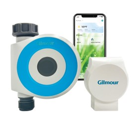 Gilmour Single Outlet Smart Water Timer, WiFi Automatic Watering System, Rain Delay, Battery Operated