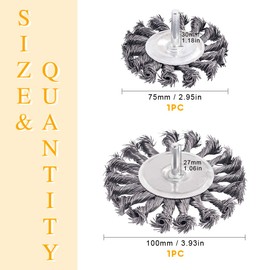 Rustark - Juego de 6 cepillos de alambre de acero anudado con nudos de carbono de acero con vástago de 1/4 pulgadas para taladro, perfecto para quitar roturas de alambre y pintura y una vida útil más larga