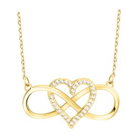 Sofia Milani - Women's Necklace 925 Silver - Gold Plated with Zirconia Stone - Infinity Heartbeat Pendant - N0585
