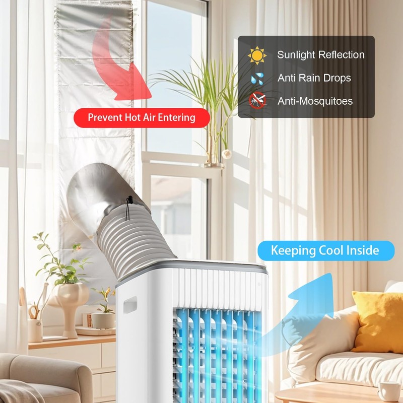 LIHONK Portable ac Window Vent kit【Titanium Silver+Black 100% Light Block】-