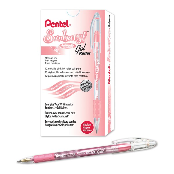 Pentel Sunburst Metallic Gel Pen, 0.8mm Tip Writes 0.4mm Line,
