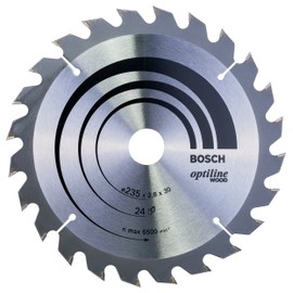 Bosch 2608640725 Optiline Wood Circular Hand Saw Blade, 235mm x 2.8mm x 30mm, 24 Teeth, Silver