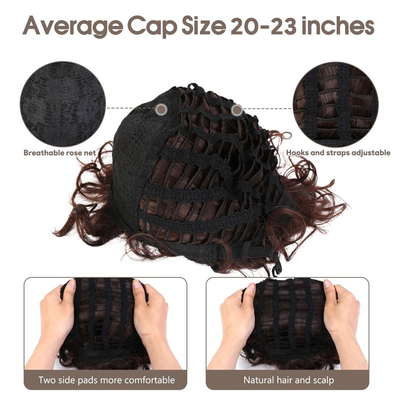 Brown Curly Wig Men 70s 80s Short Fluffy Afro Brown