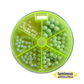 Set: Plastic Beads Assorted Rubber Beads in Dispenser Box Approx. 110 Beads, Luminous Self-Luminous Round Fishing Floating