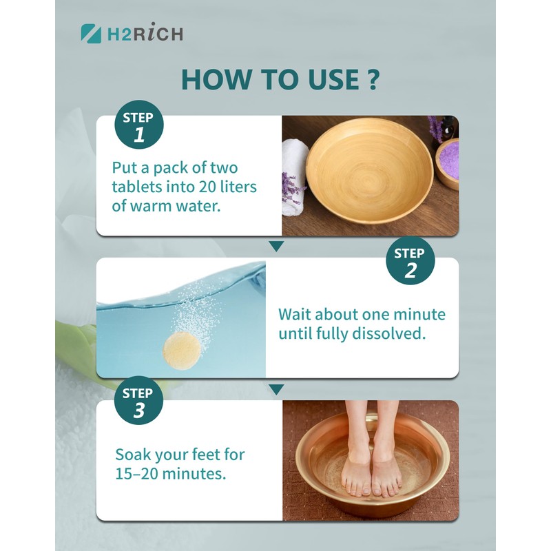 Hydrogen Foot Soak Effervescent Tablets 3 Pack | Ginger &
