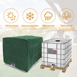 IBC Tank Cover, Tarpaulin for Water Tank 1000 L, IBC Container Cover, Tarpaulin Protective Cover, Protective Tarpaulin Suitable for IBC Tank, Container, Rainwater Tank (Green)