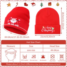 Fingertip WD 2 Pack Christmas Winter Beanies Hats for Women Red Embroidery Santa Claus Knit Cuffed Hats Cap for Xmas Birthday