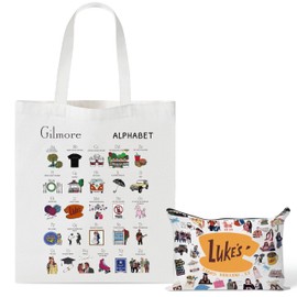 laffact Funny TV Show Canvas Bag - Luker's Dinner inspired Gift Alphabet Merchandise Cotton Shoulder Tote Bag Makeup Bag for Friends Fans Coworkers Women Girls Mom Daughter Sister Birthday Christmas