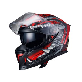 BEON Full Face Motorcycle Helmet, Street Bike Helmet with Clear&Tinted Visors and Multiple Vents, Motocross Casco DOT Approved for Adult Men Women, S-XL (S, Glossy Red)