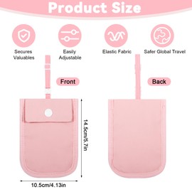 LXUEJIE 2 PCS Travel Bra Wallet for Women, Pink & Black Adjustable Hidden Undercover Travel Bra Pouch for Credit Cards Valuables Secret Pocket for All Bra Sizes
